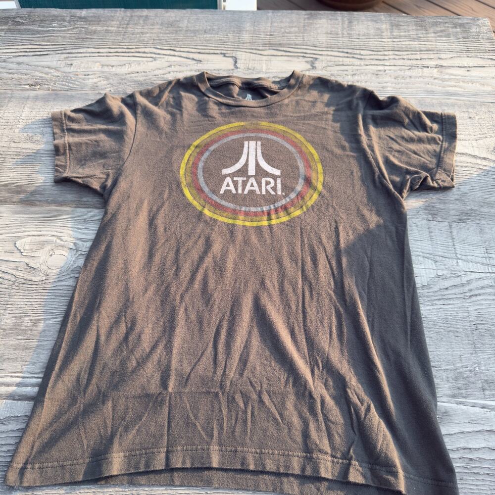 Atari Graphic Tee Mens M Gray Retro Video Game Logo Ripple Junction 2019 (171)